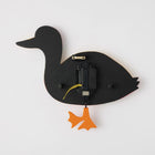 Enesco Allen Designs Waddles The Duck Sculpted Pendulum Wall Clock-Features a vibrant duck in cheerful yellows, oranges, and greens, with his swinging feet acting as a pendulum