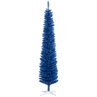 HOMCOM 7' Pencil Artificial Christmas Tree - Deep Blue-Artificial Christmas tree has a slim pencil style 