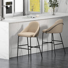 Manhattan Comfort Gracie 22" Modern Leatherette Upholstered Barstool - Tan and Black - 2 Pack-Frame and Legs Features Choice of Fully Welded Black Steel or Gold Stainless Steel