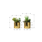 Monarch Specialties 7" Artificial Indoor Succulent Green Plants - Table - Glossy Gold Pots - Set of 2-No assembly needed, simply place these potted green plants on a shelf, side table, or desk for a stylish and modern decorative accent