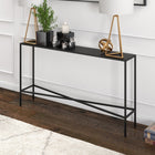 Hudson&Canal Henley 55"W Console Table with Metal Top - Blackened Bronze-Handcrafted finish is applied to the steel frame
