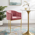 Modway Savour Tufted Counter Stool - Dusty Rose-Stain-Resistant Performance Velvet