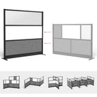 Luxor Modular Wall with Whiteboard - 70" W x 70" H - Wide Black Frame, Frosted Acrylic, Cool Grey PET-Frosted acrylic and PET acoustic panel design