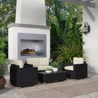 Outsunny 4-Piece Patio Furniture Set - Cream/Black-Cushion covers made of water resistant polyester cloth for easy cleaning