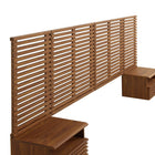 Modway Render 8-Piece Wall Mount King Headboard with Nightstands - Walnut-Spacious Full-Glide Drawer