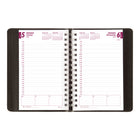 Brownline 2027 PlannerPlus Daily Planner with Twin-Wire Binding - 8" x 5" - Black-Twin-wire binding with lizard-like soft cover