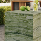 Modway Jordana Square Plinth Indoor/Outdoor Patio Concrete Side Table - Green Marble-Non-Marking Levelers