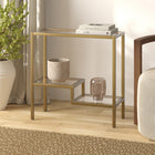 Hudson&Canal Lovett 24"W Rectangular Side Table - Brass-Handcrafted brass finish applied to the frame