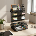 ShoppingAll Mesh Desk Organizer with 9 Compartments-Non-slip rubber feet protect the desk and prevent movement