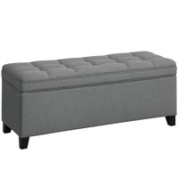 HOMCOM 47 Inch Linen Storage Chest Ottoman Bench - Dark Grey-29.6 gal storage space with dual hinges allows easy access