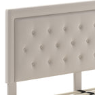 Flash Furniture Roxbury King Size Tufted Upholstered Platform Bed - Beige Fabric-Center Support Metal Leg
