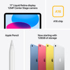 Apple iPad 11" - A16 Chip - Wi-Fi - 512 GB - Silver-Unlock and Pay with Touch ID: Touch ID is built into the top button, so you can use your fingerprint to unlock your iPad, sign in to apps and make payments securely with Apple Pay