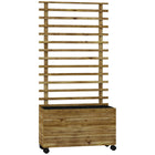 Outsunny Wooden Planter with Trellis - Nature Wood-29.9" x 11.8" (76 x 30 cm) planter box with inner fabric bag

