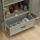 HOMCOM 72" H Farmhouse Pantry Cabinet - Distressed Light Grey-Particleboard and MDF with veneer offer durability and style 