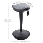 Vinsetto Backless Adjustable Wobble Stool Chair - Grey-High-end gas lift and anti-slip base ensure smooth, secure adjustments