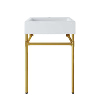 Modway Redeem 24" Wall-Mount Gold Stainless Steel Bathroom Vanity - Gold/White-Contemporary Bathroom Vanity