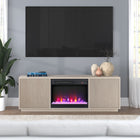 Hudson&Canal Hanson TV Stand with 26" Crystal Fireplace for TV's up to 75" - Alder White-Constructed of sturdy MDF materials in an alder white wood-look finish