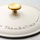Tramontina 5.5 Qt Enameled Cast Iron Round Dutch Oven - Latte with Gold Stainless Steel Knob-6