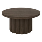 Hudson&Canal Olie Round Fluted Coffee Table - 32" W - Brown Oak-A contemporary and Scandinavian inspired design for your living room, den, and more
