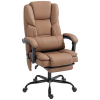 HOMCOM Office Chair with Massage - Reclining Desk Chair - Brown-Six-point vibration massage soothes back, lumbar and thighs, with five modes, three intensities and a 15-minute timer, fits personal preference