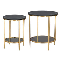 Zuo Koper Coffee Table - Black - Set of 2-Natural Marble round shape tabletop