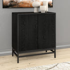 Hudson&Canal Montello 28"W Accent Cabinet - Black Grain-Crafted of sturdy MDF and steel materials in a black grain finish