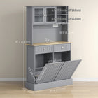 HOMCOM 68" H Kitchen Pantry Cabinet with Charging Station - Grey-The open shelf and shelf inside the cabinet can be adjusted 3 levels 