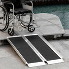 HOMCOM 4' Portable Wheelchair Aluminum Single-fold Threshold Ramp - Black-Black non-slip PVC carpet increases the friction for the extra security 