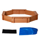 Outsunny Outdoor Kids Octagon Sandbox with Cover and Seat - 55" x 55" - Red-Equipped with wide seats, allowing kids to have a place to sit 