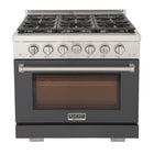 Kucht 36" KFX-X Series Pro Style Propane Gas Range - Stainless Steel/Cement Gray-Rocket power burner 21 000 btu for rapid searing