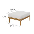 Modway Wren Outdoor Patio Teak Wood Ottoman - Natural/Sail-Premium Sunproof Fabric