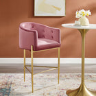 Modway Savour Tufted Performance Velvet Bar Stool - Dusty Rose-Stain-Resistant Performance Velvet