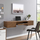 Modway Render 60" Wall Mount Wood Office Desk - Walnut-Smooth Wood Grain Laminate