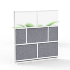 Luxor Modular Wall Extension - 70" W x 70" H - Segmented Grey Frame, Frosted Acrylic, Cool Grey PET-Creates semi permanent privacy in shared spaces