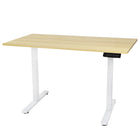 Ezywork Dual Motor 55" Long Electric Height Adjustable Standing Desk - 55" x 24" - White Frame / Bright Wood Table Top-Eletric with DUAL MOTOR