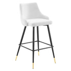Modway Adorn Performance Velvet Bar Stool - White - Set of 2-Black Tapered Legs