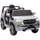 Qaba 12V Licensed Toyota Kids Electric RC Car - Grey-Licensed Toyota LAND CRUISER design 