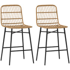 HOMCOM Counter Height Rattan Bar Stools with Back - Brown - 2 Pack-Woven rattan seat and back enhances aesthetics and ensures breathability
