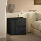 Manhattan Comfort Clive 22" Mid-Century Modern 2-Drawer Nightstand - Black and Gold-Drawers open on 0.75-extension soft-close tracks for smooth, quiet operation