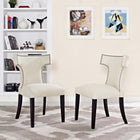 Modway Curve Fabric Dining Side Chair - Beige - 2 Pack-Black Rubberwood Legs