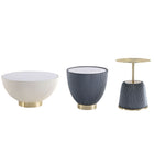 Manhattan Comfort Anderson Modern Leatherette Upholstered Coffee Table and End Tables - Cream and Grey - Set of 3-Modern Coffee Table and End Table Set of 3 for Living Room Use