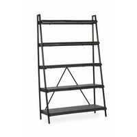 Gry Mattr Live Edge Bookshelf - Black Walnut-5-tier ladder design with textured wood grain finish (oak veneer)