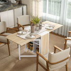 HOMCOM 67" Drop Leaf Folding Dining Table with Storage Shelves for 4 - Oak-Table top can be half or fully folded to meet various needs
