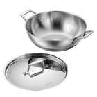 Tramontina Utsava Tri-Ply Clad Stainless Steel Covered Kadai-Easy Measuring: Quart and liter markings inside simplify your cooking process, so every dish is just right
