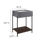 Modway Etch 24" Bathroom Vanity with Sink - Black/White-Open Acacia Wood Shelf