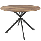 HOMCOM 47" Round Dining Table with Steel Legs - Brown-Rustic wood-look top and black cross legs exude an industrial charm