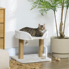 PawHut Cat Tree Tower Condo with Jute Scratching Posts - White-Covered in plush upholstery, keeping your cat comfortable 