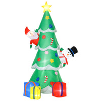 HOMCOM 7' Inflatable Christmas Tree with Santa Claus Decoration-The fashionable Christmas tree with snowman, Santa Claus and gift box on it creates a festival atmosphere 