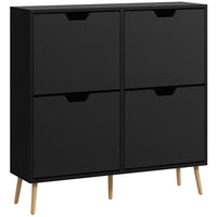 HOMCOM Shoe Cabinet with 4 Flip Drawers - Black-Holds up to 8-16 pairs of shoes