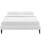 Modway Sharon Vinyl Queen Bed Frame with Squared Tapered Legs - White-Non-Marking Foot Glides